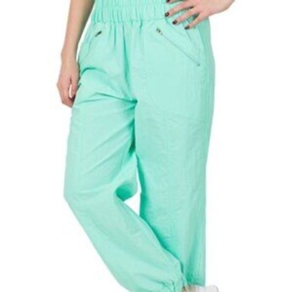 NWT ZENANA Sz 1X Aqua Mint Green Nylon Jogger Wind Pants‎ 80s 90s Retro Athletic